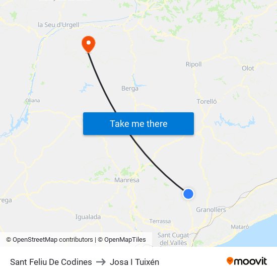 Sant Feliu De Codines to Josa I Tuixén map