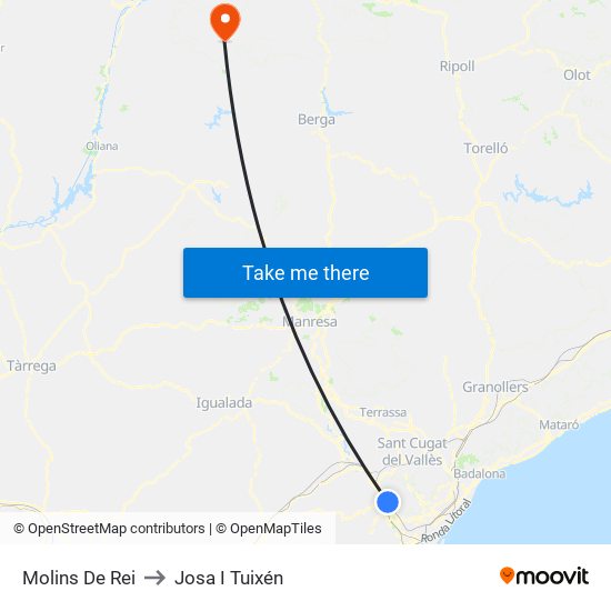 Molins De Rei to Josa I Tuixén map