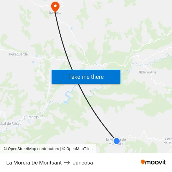La Morera De Montsant to Juncosa map