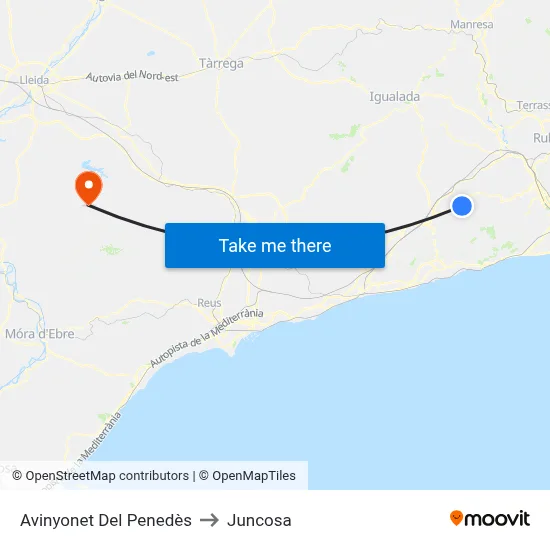 Avinyonet Del Penedès to Juncosa map