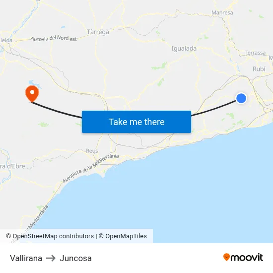 Vallirana to Juncosa map