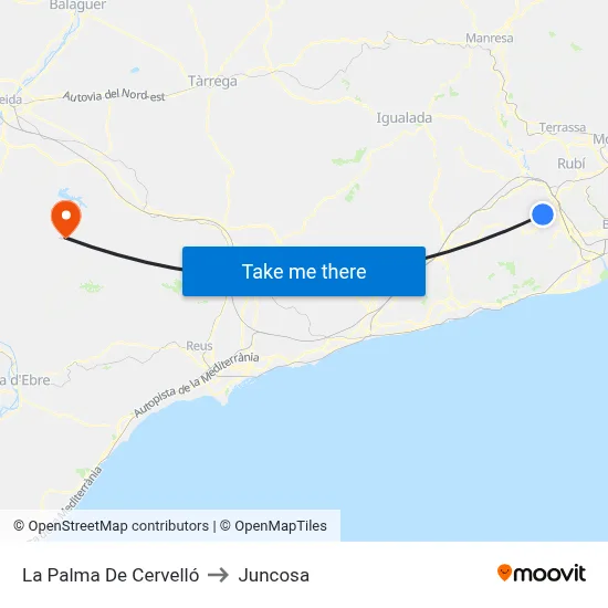 La Palma De Cervelló to Juncosa map
