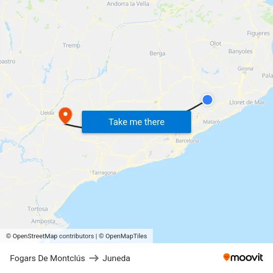 Fogars De Montclús to Juneda map
