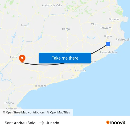 Sant Andreu Salou to Juneda map