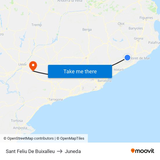 Sant Feliu De Buixalleu to Juneda map