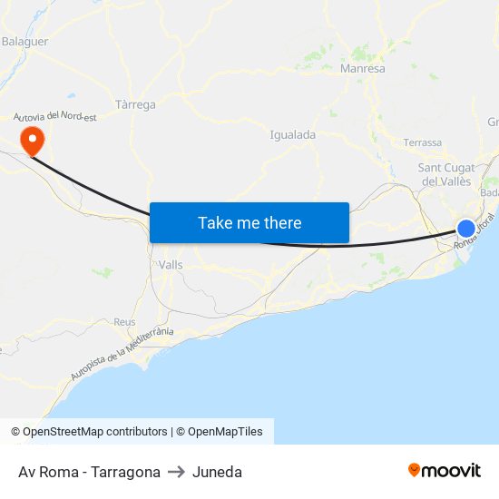 Av Roma - Tarragona to Juneda map