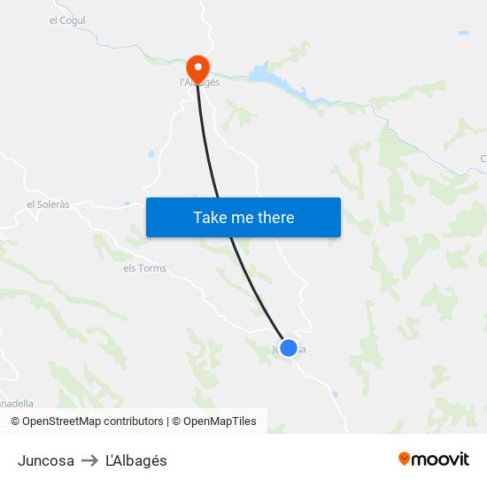 Juncosa to L'Albagés map