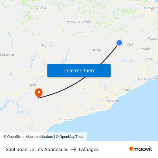 Sant Joan De Les Abadesses to L'Albagés map
