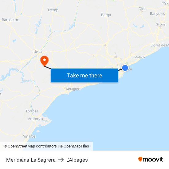 Meridiana-La Sagrera to L'Albagés map