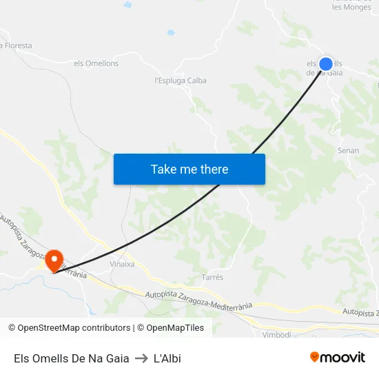 Els Omells De Na Gaia to L'Albi map