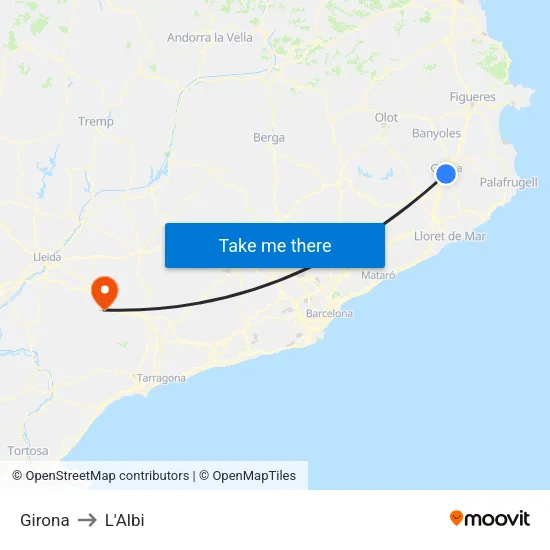 Girona to L'Albi map