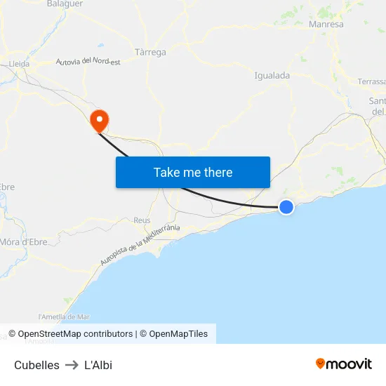 Cubelles to L'Albi map