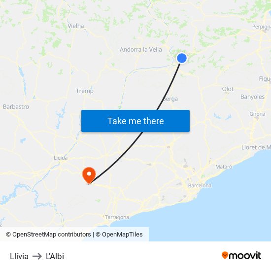 Llívia to L'Albi map