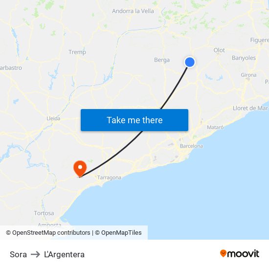 Sora to L'Argentera map