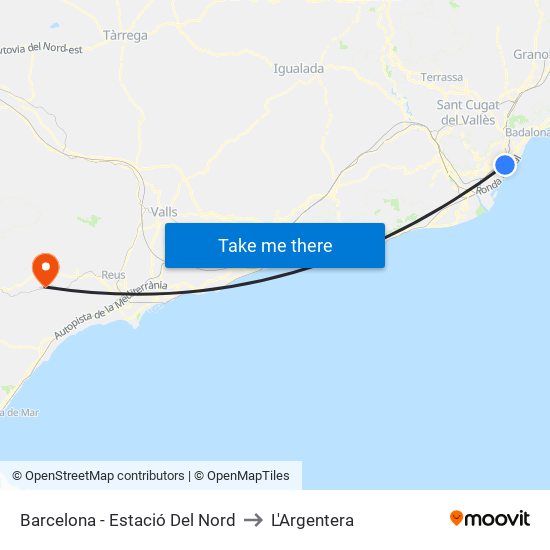 Barcelona - Estació Del Nord to L'Argentera map
