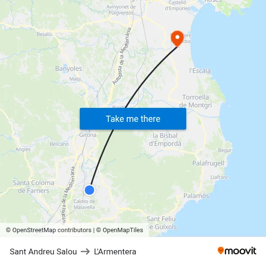Sant Andreu Salou to L'Armentera map