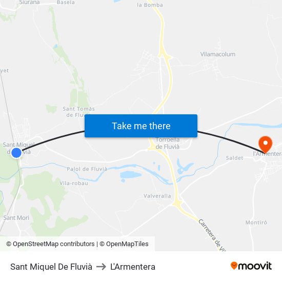 Sant Miquel De Fluvià to L'Armentera map