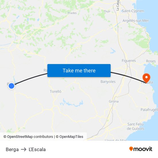Berga to L'Escala map