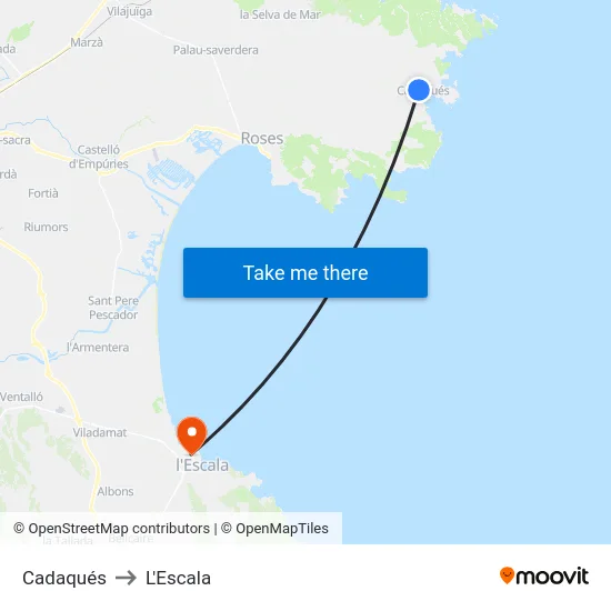 Cadaqués to L'Escala map