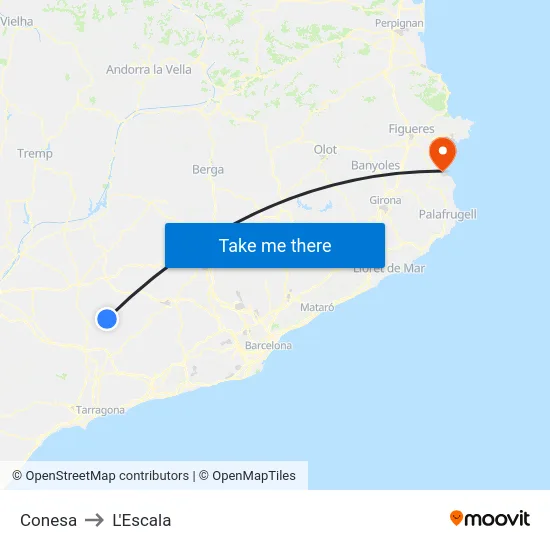 Conesa to L'Escala map