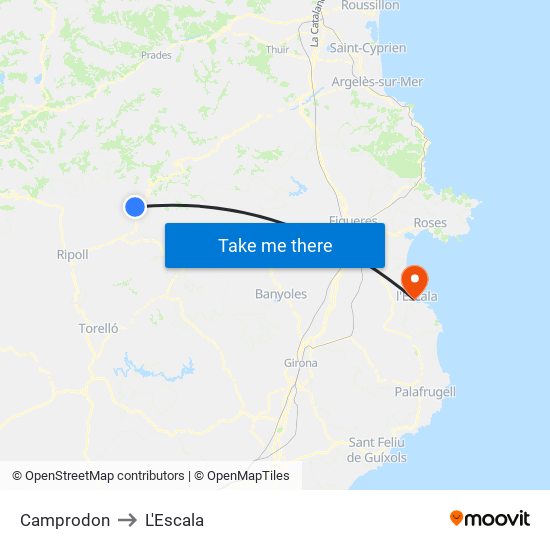 Camprodon to L'Escala map