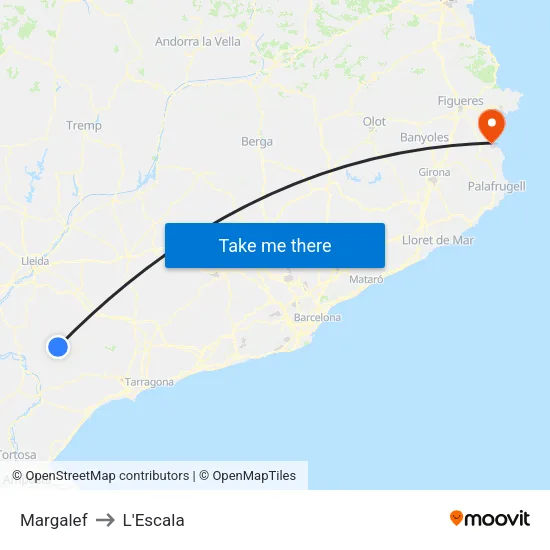 Margalef to L'Escala map