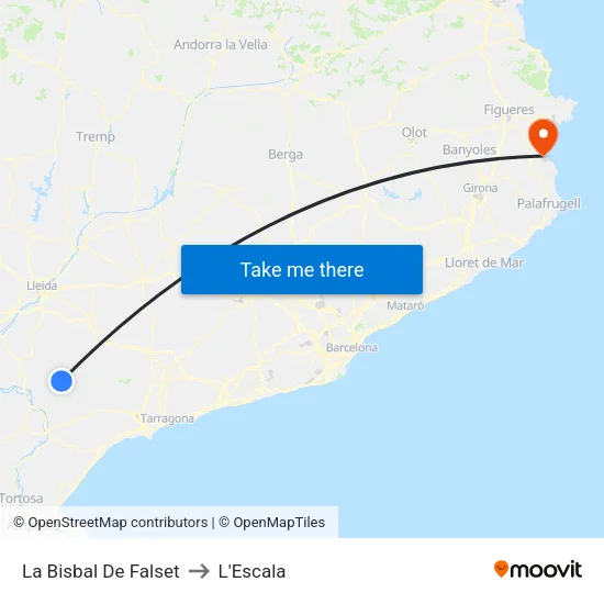 La Bisbal De Falset to L'Escala map