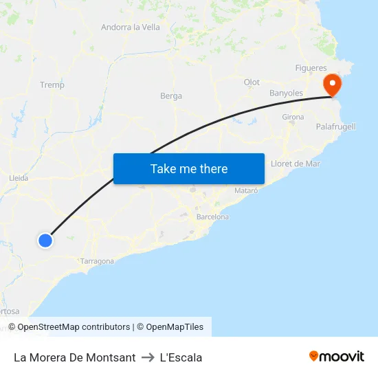 La Morera De Montsant to L'Escala map
