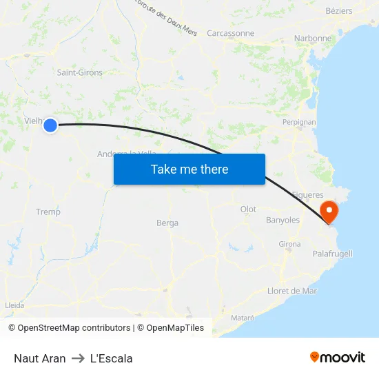 Naut Aran to L'Escala map