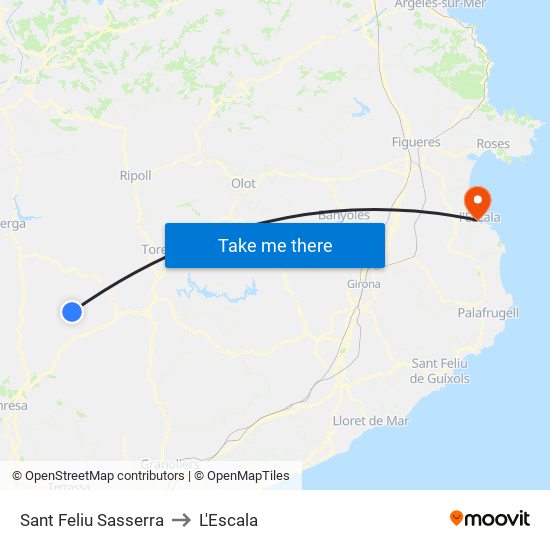 Sant Feliu Sasserra to L'Escala map