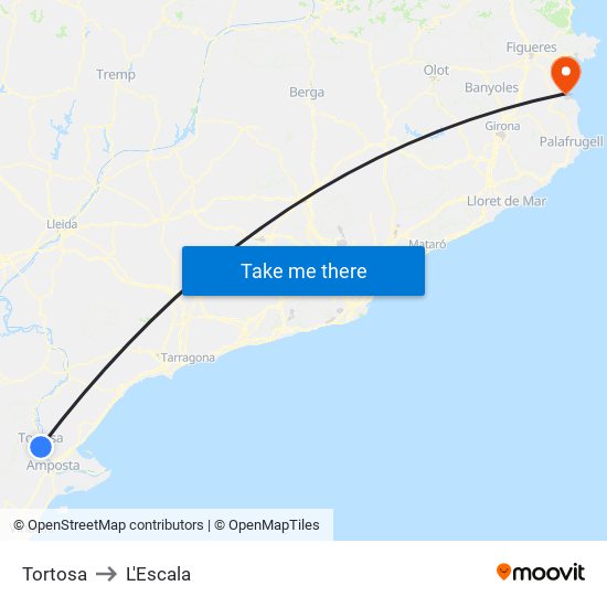 Tortosa to L'Escala map