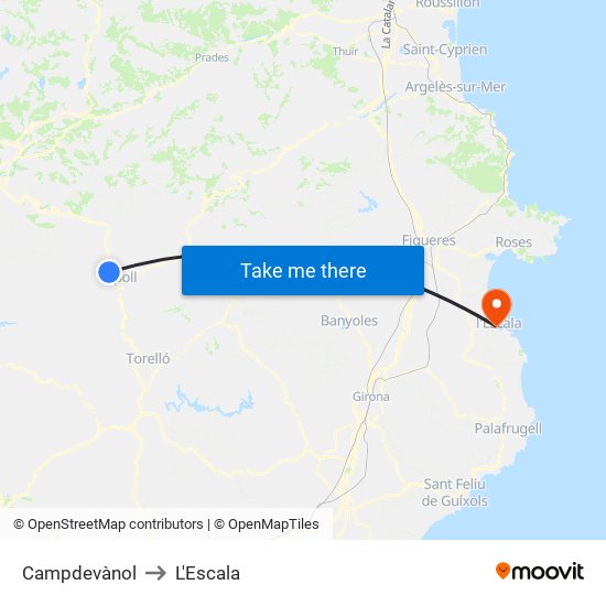 Campdevànol to L'Escala map