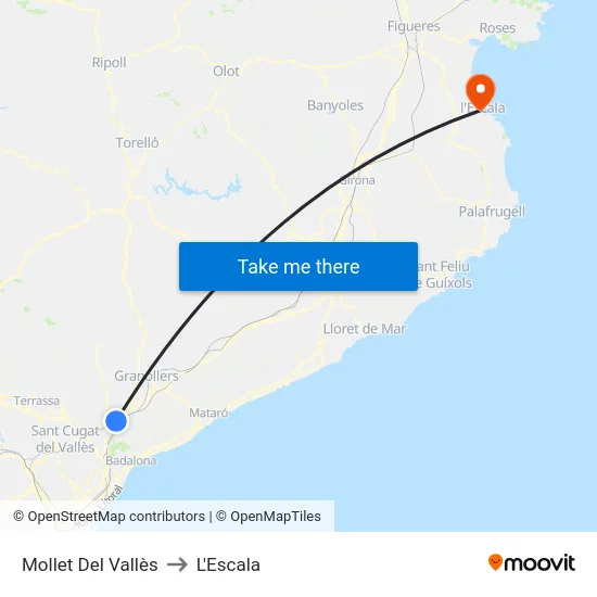 Mollet Del Vallès to L'Escala map