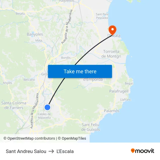 Sant Andreu Salou to L'Escala map
