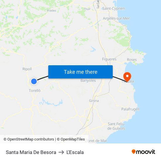 Santa Maria De Besora to L'Escala map