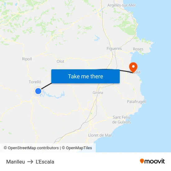 Manlleu to L'Escala map
