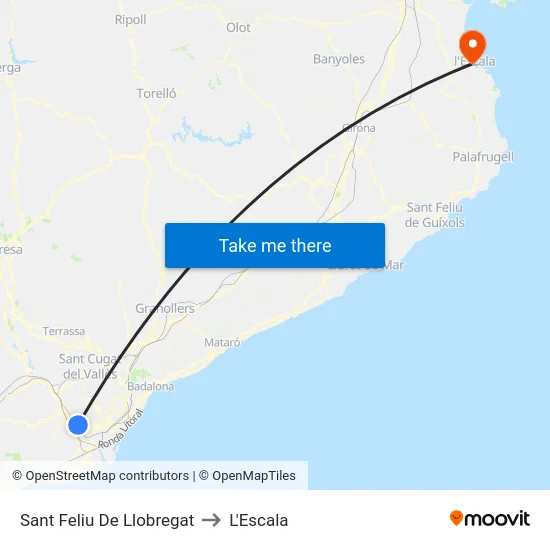 Sant Feliu De Llobregat to L'Escala map