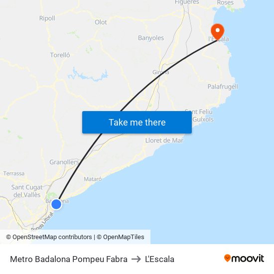 Metro Badalona Pompeu Fabra to L'Escala map