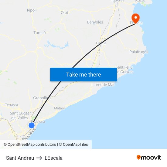 Sant Andreu to L'Escala map