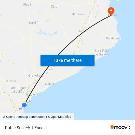 Poble Sec to L'Escala map