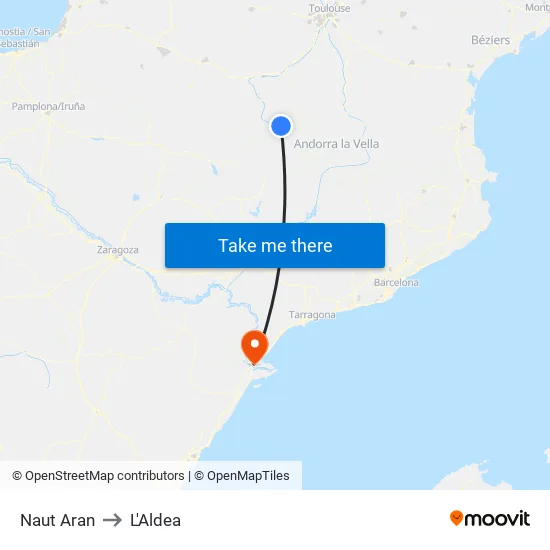 Naut Aran to L'Aldea map