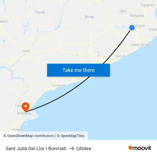 Sant Julià Del Llor I Bonmatí to L'Aldea map