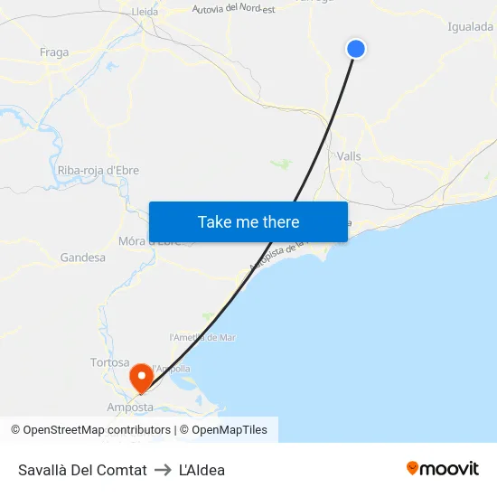 Savallà Del Comtat to L'Aldea map