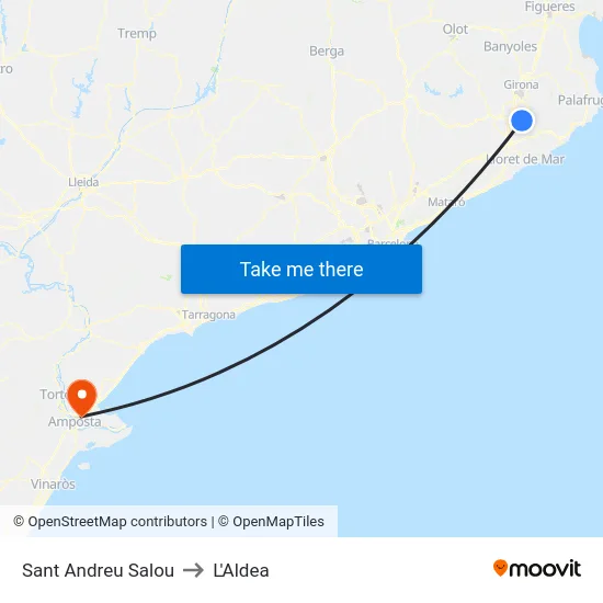 Sant Andreu Salou to L'Aldea map