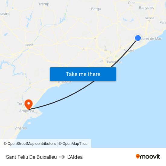 Sant Feliu De Buixalleu to L'Aldea map