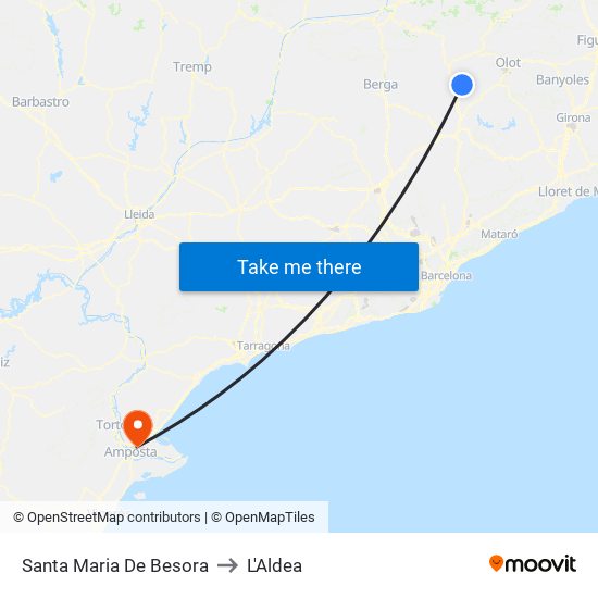 Santa Maria De Besora to L'Aldea map