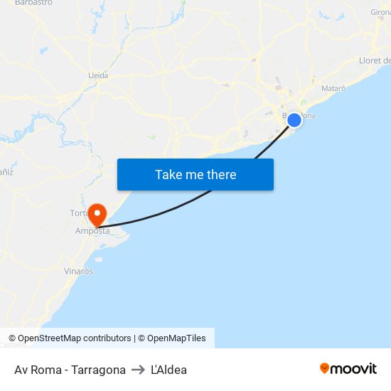 Av Roma - Tarragona to L'Aldea map