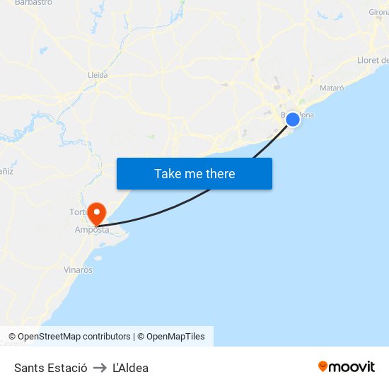 Sants Estació to L'Aldea map