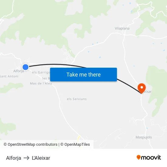 Alforja to L'Aleixar map