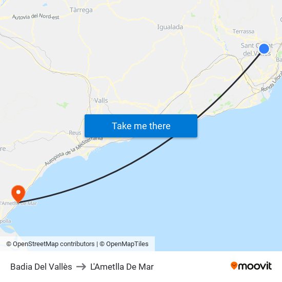 Badia Del Vallès to L'Ametlla De Mar map